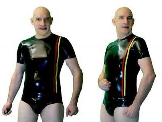 RUBBER T SHIRT LATEX IN 27 BODY AND 6 STRIPE COLORS 34 42 UK BY INTO