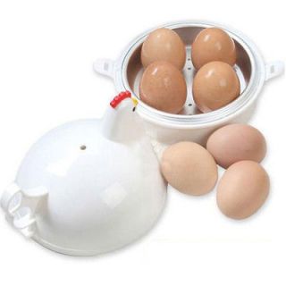 Shaped Plastic Microwave Egg Cooker Poacher Boiler Steamer For 4 Eggs