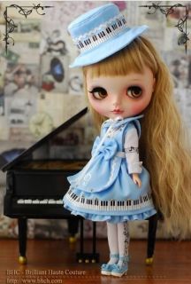 Blythe BHC Blue Lovely Piano Dress & Hat Set ~NEW~