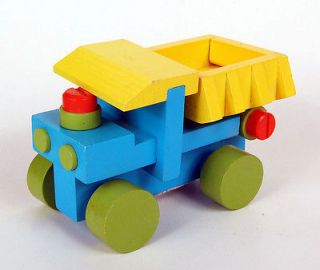 Painted Wooden Toy Dump Truck Bed Lifts Dump Gate Opens