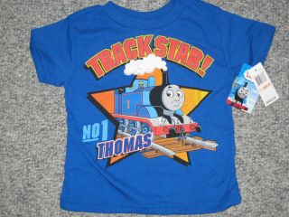 Boys Girls Thomas the Tank Train Engine Blue Short Sleeve T shirt