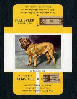 DOGUE DE BORDEAUX FULL SPEED CIGARETTES 1954 DOG CIGARETTE CARD WHOLE