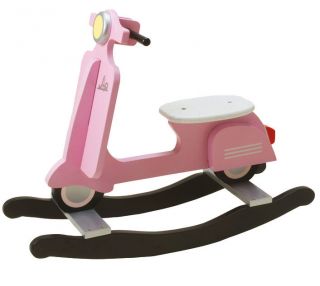 Rocking Pink Wood Scooter   Unique Baby Gift by Present Time