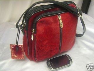 NWT Valentina made in Italy calf hair leather crossbody true red