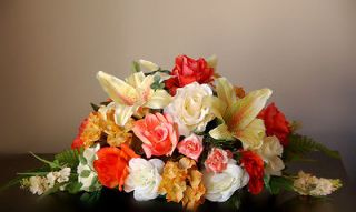 Coral Peach Orange Table Centerpiece Altar Wedding Bridal Favor Silk