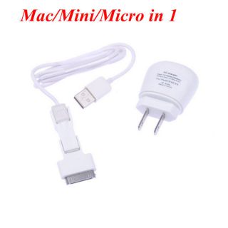 AC Wall Charger+Mac/Mi ni/Micro in 1 USB Data Cable Dock for iPhone