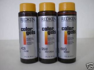 REDKEN COLOR GEL HAIR COLOR 2oz~$3.00 EACH ~ ONLY $1.54 SHIPPING IN