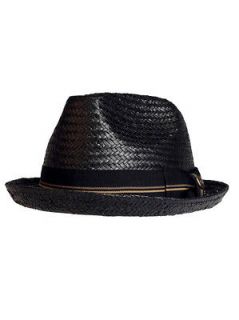 Brixton Clothing Castor Straw Fedora Hat   Lightweight   Black   NEW