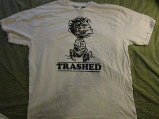 NEW PEANUTS PIGPEN TRASHED Retro distressed look white cotton t shirt