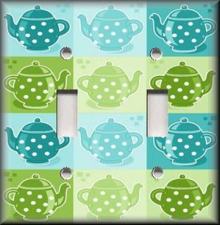 Light Switch Plate Cover   Tea Pots   Blue And Green   Kitchen Home