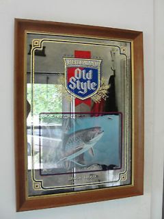 Old Style Brook Trout beer mirrored sign, framed, Wildlife Series