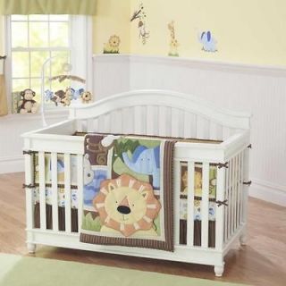 Jungle Lion & Monkey Gender Neutral Nursery Baby Crib Bedding Set (Boy