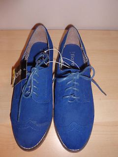 BNWT Ladies Blue Faux Suede Brogue Style Shoes Fiore Size 6