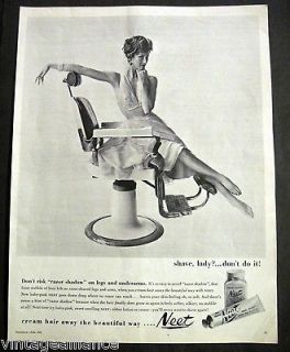 Vintage 1958 Pretty Girl Sitting in Barber Chair Neet for Legs 50s