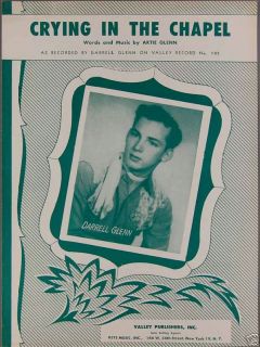 1953 DARRELL GLENN Sheet Music CRYING IN THE CHAPEL Artie Glenn