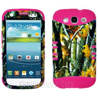 Galaxy S 3 III S3 Hot Pink Mossy Branch Camo Hybrid Hard Cover Case