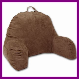 BROWN MICRO SUEDE BEDROOM BED REST READING PILLOW NEW