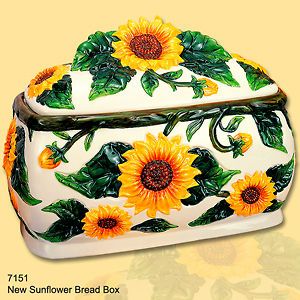 Sunflower Bread Box large ceramic New 3 Dimensional
