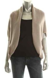 Wyatt NEW Beige Cashmere Ribbed Open Front Cardigan Sweater Top M/L