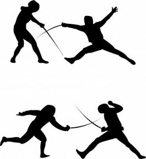 Fencers Silhouette Vinyl Wall Art Sticker Fencing Duel Foil Epee Match