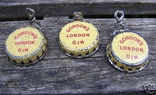 RARE ANTIQUE LATE 1800 GORDONS LONDON GIN 3 BOTTLE TOPS