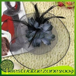 Feather Pearl Bead Wedding Bride Veil Hat Fascinator Clip Fashion