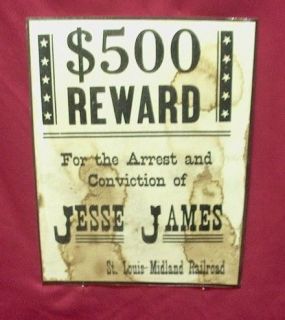 Jesse James   Outlaw   Historic Western Wanted Reward Poster