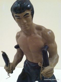 BRUCE LEE WITH NUNCHUCKS 14 Martial Arts Figure Chinese Porcelain