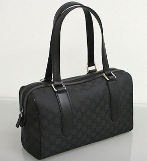NEW Authentic GUCCI Monogram GG Charmy Boston Bag Handbag Black Nylon