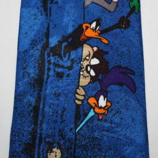 NEW Looney Tunes Silk Neck Tie Blue Sylvester Bugs Taz Daffy Road