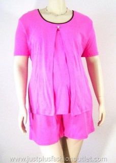 NEW aMAMnte PLUS Size Pink Nursing Maternity Top Short PJ Set 16 18