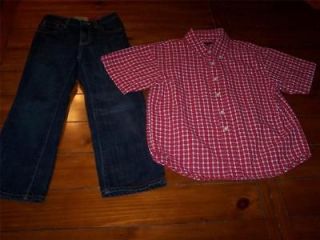 Boys 5/6 Gap Kids Red Plaid Shirt & Old Navy Skinny Jeans