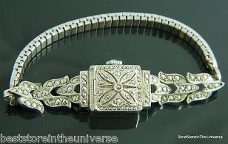 ORNATE Vintage 800 Silver Marcasite BUCHERER PEEK A BOO Ladies Watch