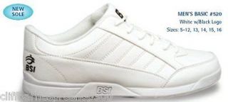 BSI BASIC WHITE MENS BOWLING SHOES STYLE 520 CHOOSE YOUR SIZE FREE