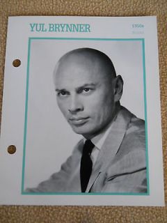 YUL BRYNNER ATLAS MOVIE STAR PICTURE BIOGRAPHY CARD