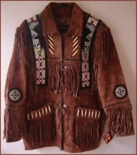 Mens 2X Beaded Fringed Suede Indian Western Cowboy Jacket  SUPER