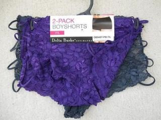 NWT DELTA BURKE 2 Scalloped Lace Boylegs Size 1X in Midnight Plum and
