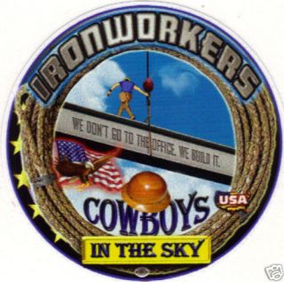 Ironworkers cowboy in sky premium sticker 5 count.