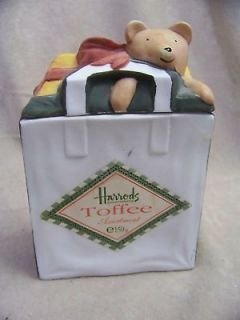 HARRODS CERAMIC SHOPPING BAG SHAPED CANDY CONTAINER