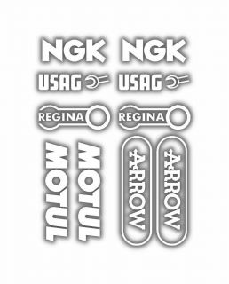 assorted belly pan Sponsor logo Stickers NGK Arrow USAG etc White 04