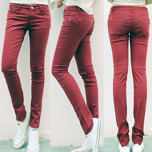 burgundy skinny jeans