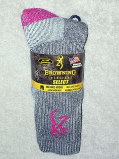 BROWNING SOCKS   ULTIMATE MERINO   #8810   MEDIUM   GRY/PNK   FITS 9