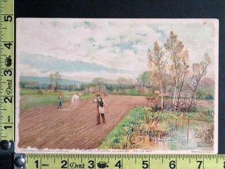 Lithograph Card / Trade Card Spring Plowing the Old Way Quaker Oats
