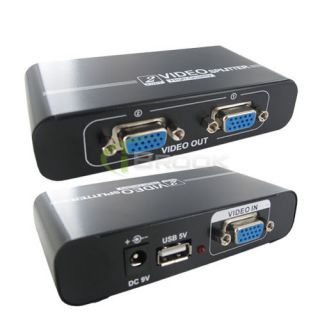 PC to 2 Monitor 2 Port VGA SVGA Video LCD Splitter Box Adapter With