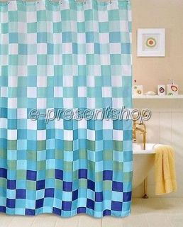Green Square Panel Wall Picture Bathroom Fabric Shower Curtain ba039