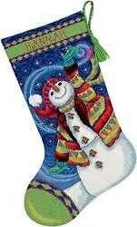 DIMENSIONS Needlepoint HAPPY SNOWMAN STOCKING With Yarn