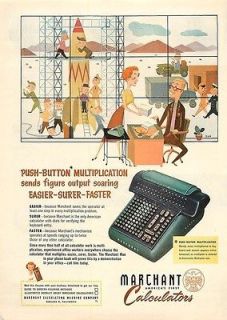 1952 Marchant Calculators   Rocket Ship   Print Ad
