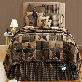 Country Black Primitive Star Twin Queen Cal King Quilt Collection