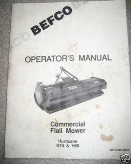 Befco H74/H88 Flail Mower Operators/Part s Manual