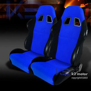 PAIR BLUE / BLACK JDM STYLE SPORT RACING SEATS HONDA CIVIC